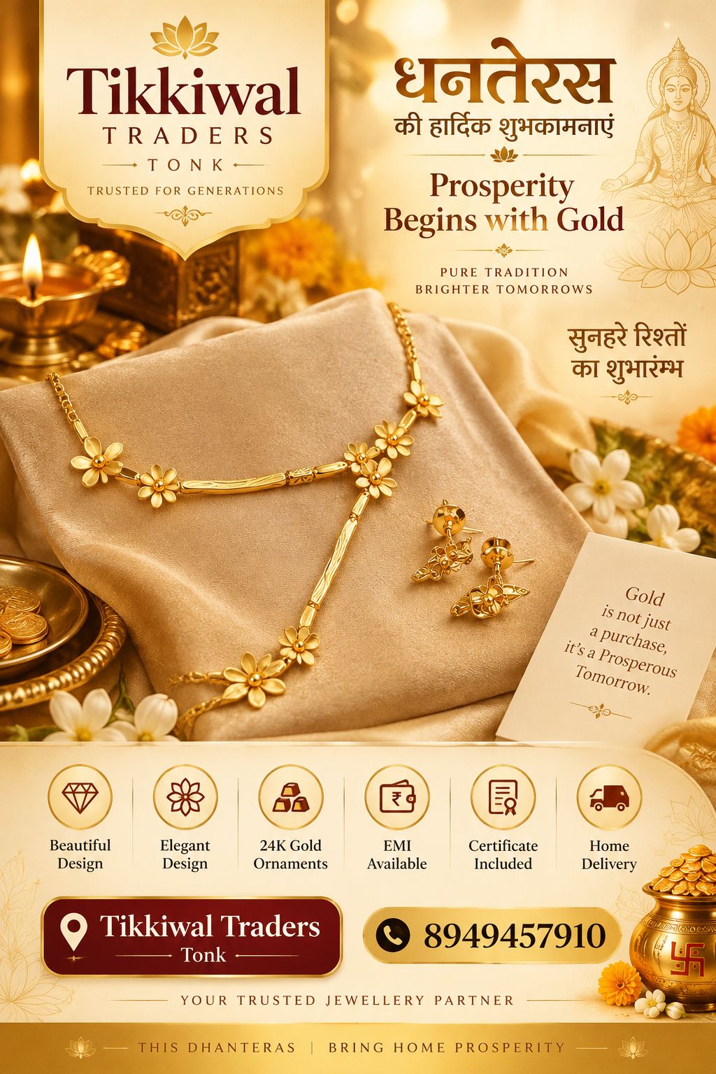 Sample Dhanteras poster for a gold jewellery shop
