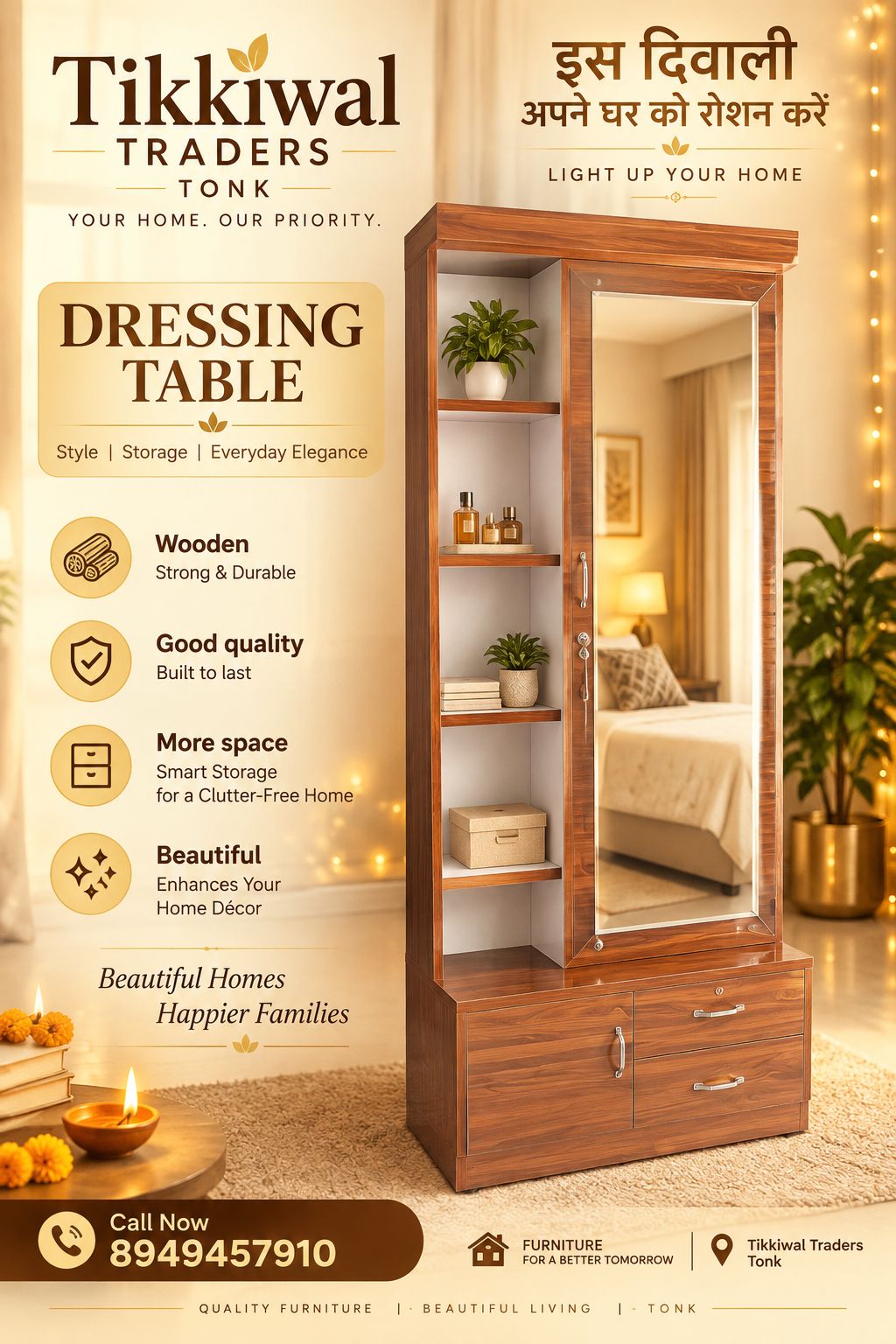 Sample Diwali poster for a dressing table